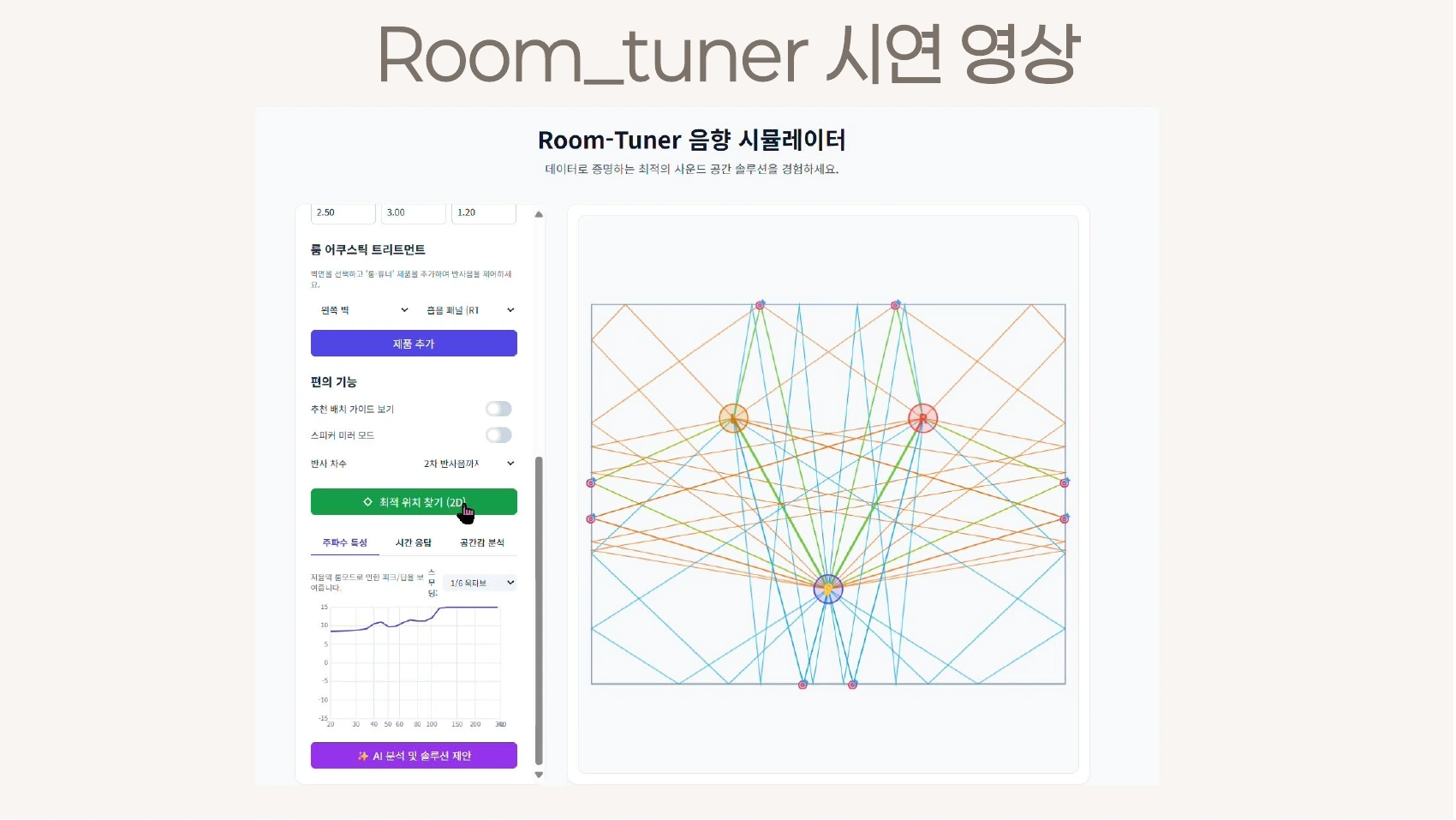 제안서에 포함된 Room-Tuner 시뮬레이터 시연 화면